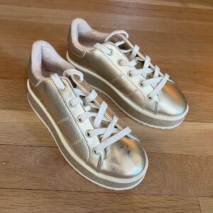 NWOT Zara Gold Metallic Shoes Sneakers Girls sz 31 13 13.5
